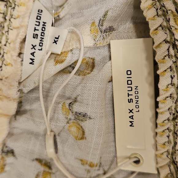 💕MAX STUDIO💕 Ruffle Tiered Midi Skirt ~ Natural Lemon Harvest XL NWT - Picture 11 of 14